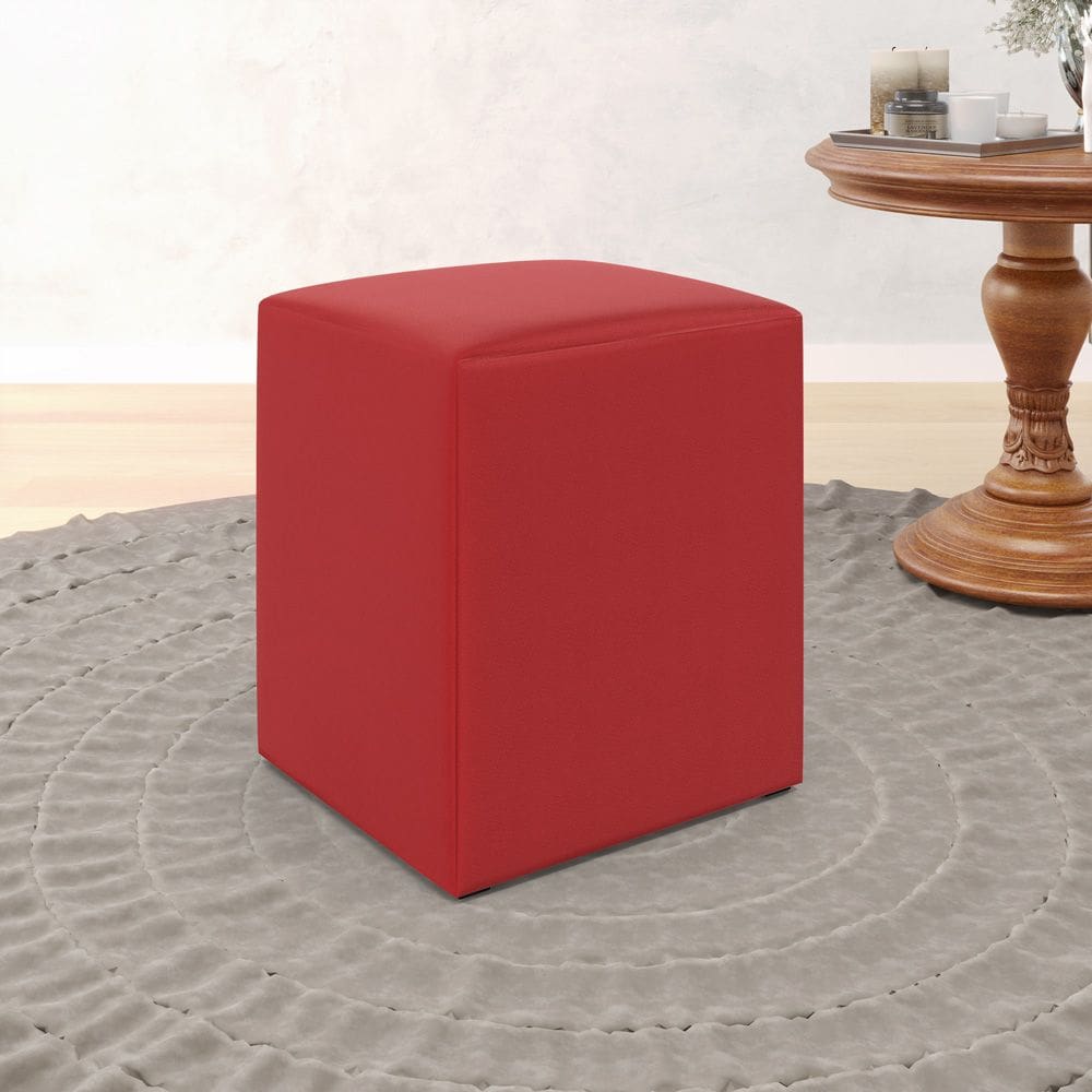 Puff Quadrado Assento Elegante Compacto Corino Aradecor