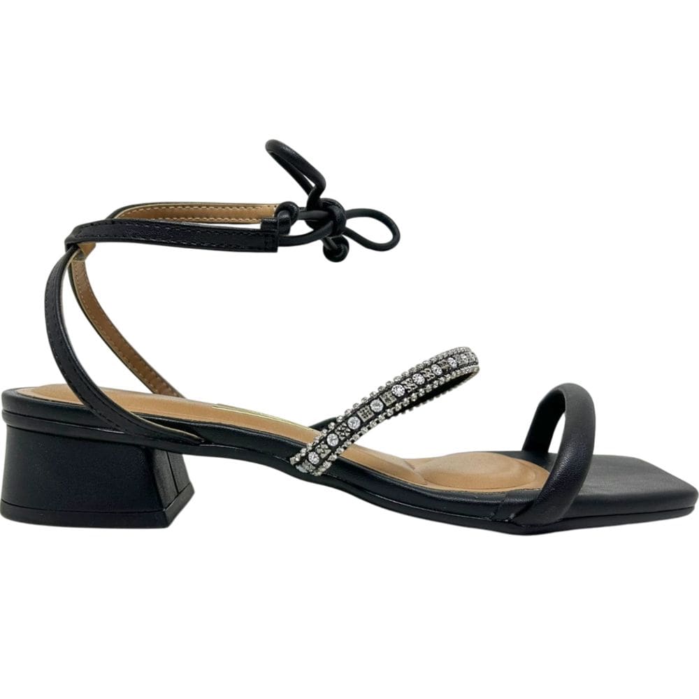 Sandália Feminina Casual Social Dia a Dia Passeio com Strass e Tira de Amarração Salto Baixo Conforto Vizzano 6454.125