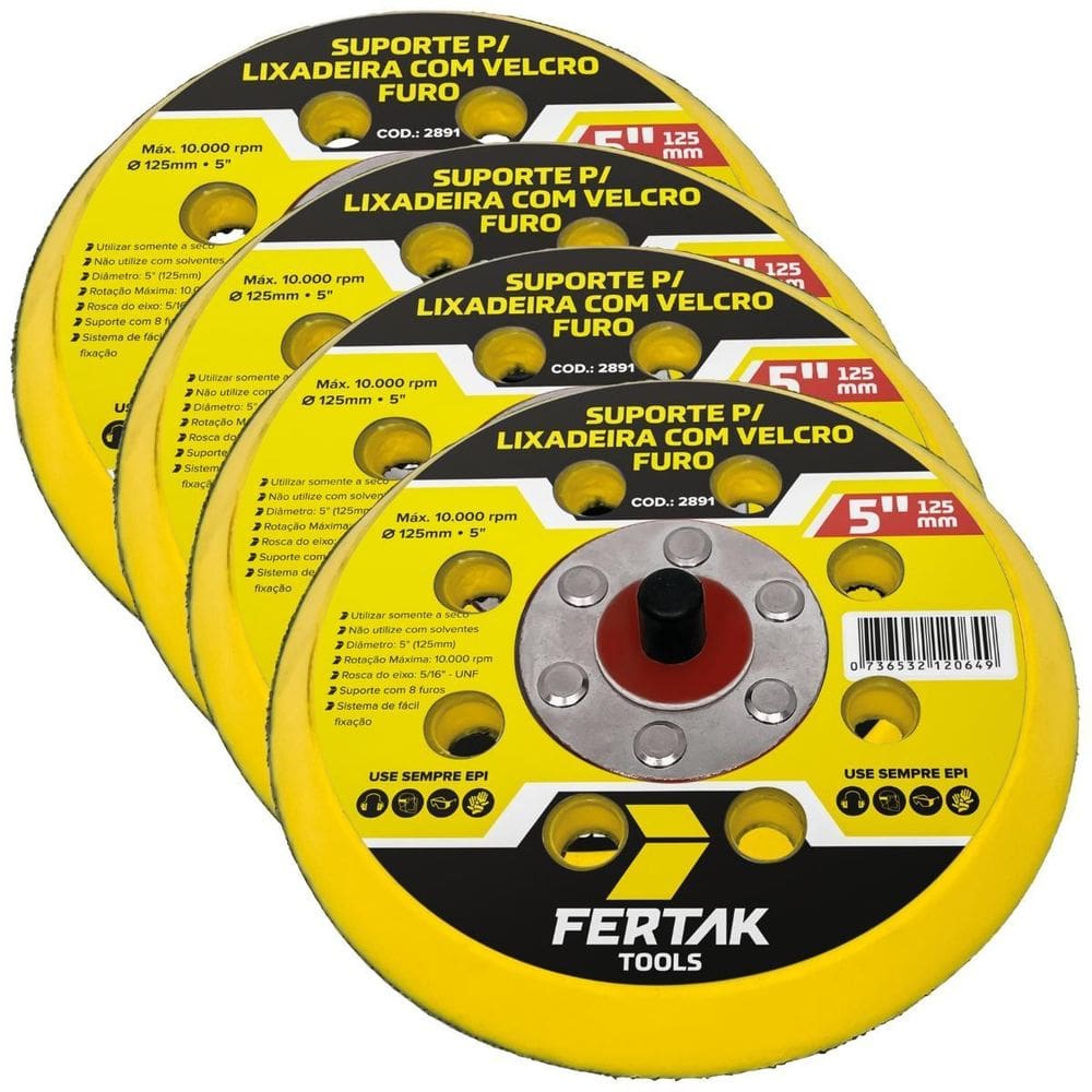 Suporte Para Disco De Lixa Aderente 125Mm 8 Furos 04 Un