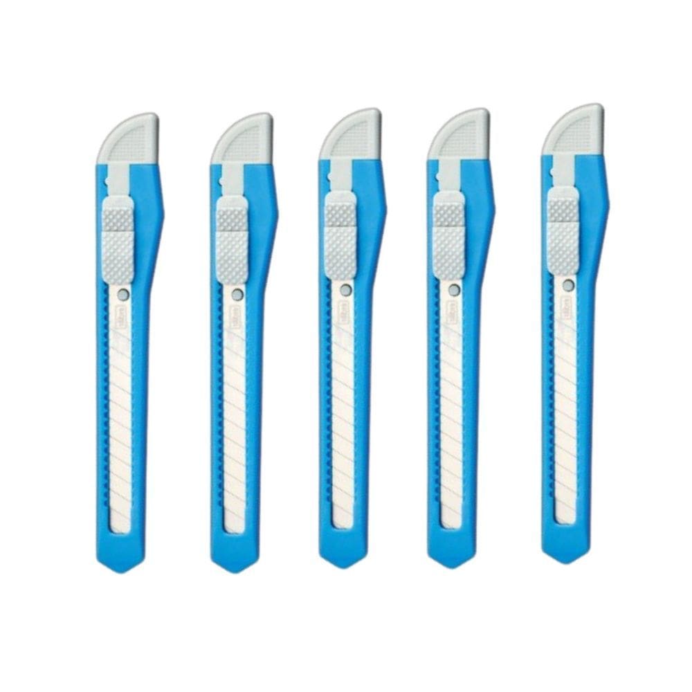 Kit 05 Estiletes Azul Estreito Plástico com Trava ES04 - Tilibra
