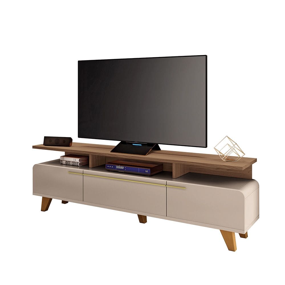 Rack para SalaBancadadeTV 70 Pol 200cm Zuri 2.0 Castanho/Off White H01 - D`Rossi