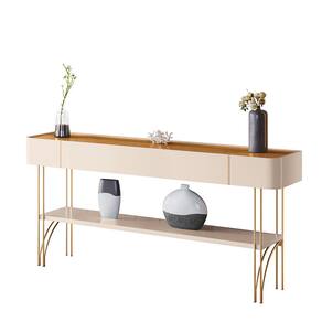Aparador de Sala com Prateleira Horus Off White/Cinamomo H01 - D`Rossi