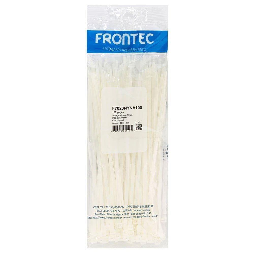 Abraçadeira NYLON 3,7 X 202MM Branca Frontec 100UN