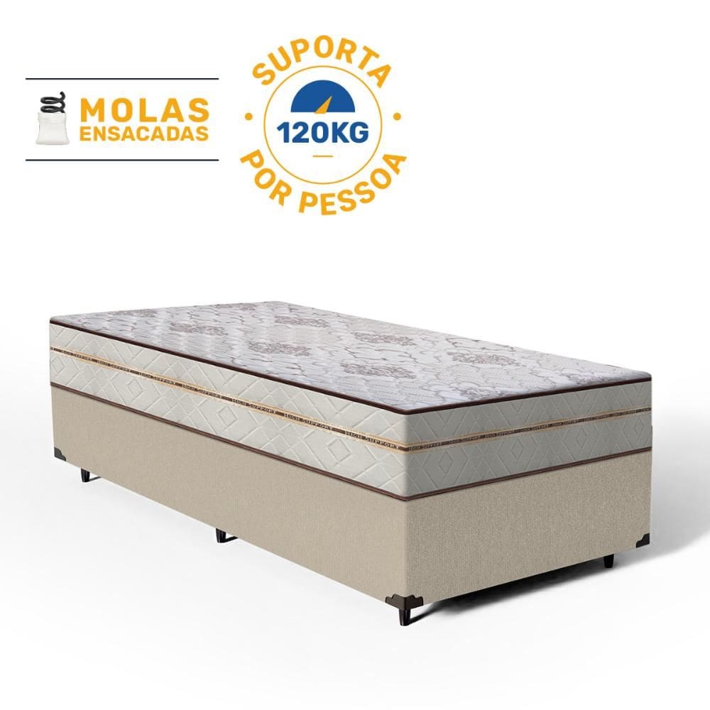 Cama Box com Colchão de Molas Ensacadas Luxury Solteiro 88cm