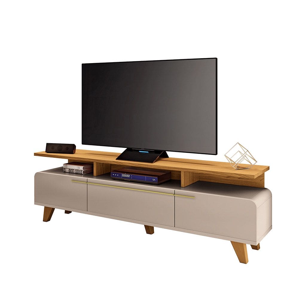 Rack para SalaBancadadeTV 70 Pol 200cm Zuri 2.0 Off White/Cinamomo H01 - D`Rossi