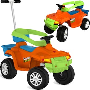 Carrinho de Passeio Andador Bandeirante Quadriciclo Laranja