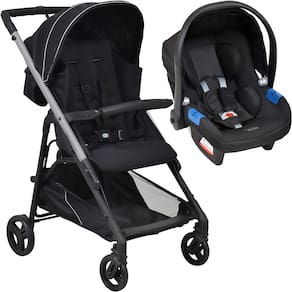 Carrinho de Bebe com Bebe Conforto Burigotto Tak Metal Silver