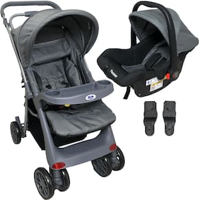Carrinho de Bebe com Bebe Conforto Passear Baby Atena Cinza