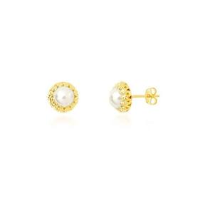 Brinco De Pérolas Joana Banhado Em Ouro 18k