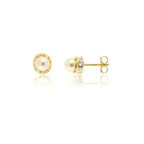 Brinco De Pérolas Com Strass Beatrice Banhado Ouro Semijoia
