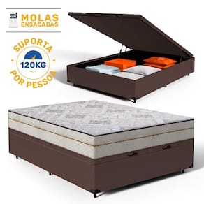 Cama Box Baú com Colchão de Molas Ensacadas Luxury Casal 138cm
