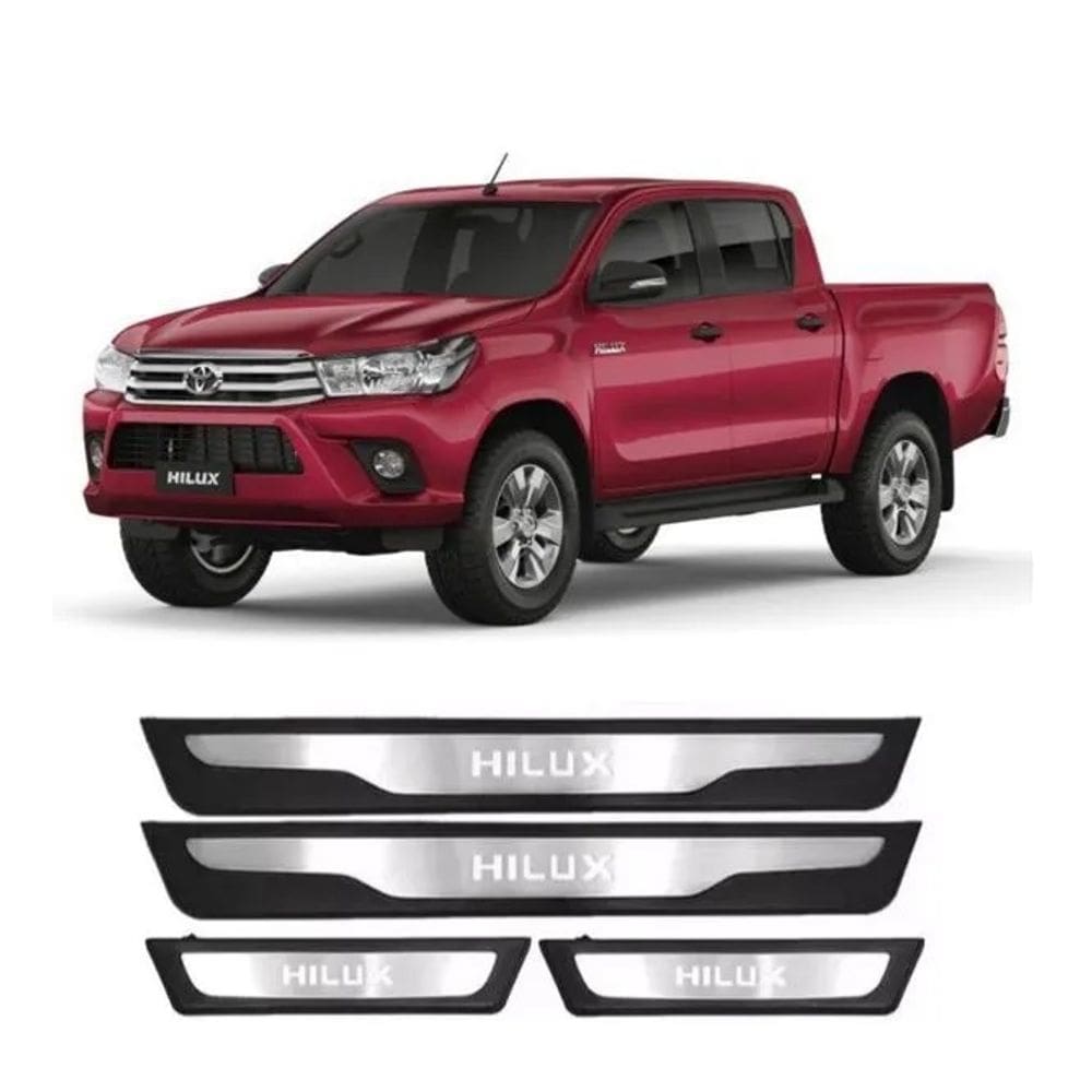 Soleira de Porta Hilux 2016 em diante Aço Inox com Led Azul - KX3