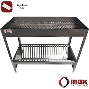 Escorredor De Pratos E Escorredor De Copos Conjugado Inox - Modelo 12 - Inox 304 - 60X28x48 Cm