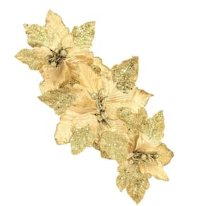 Poinsettia Dourada Bico De Papagaio 25Cm Enfeite Natal