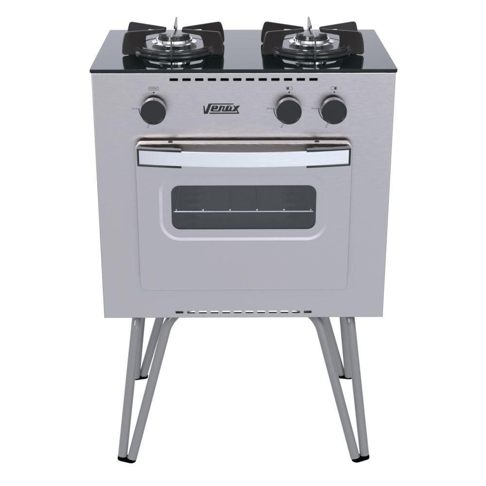 Fogão Portátil Venax Mini Cook 2 Bocas a Gás Inox