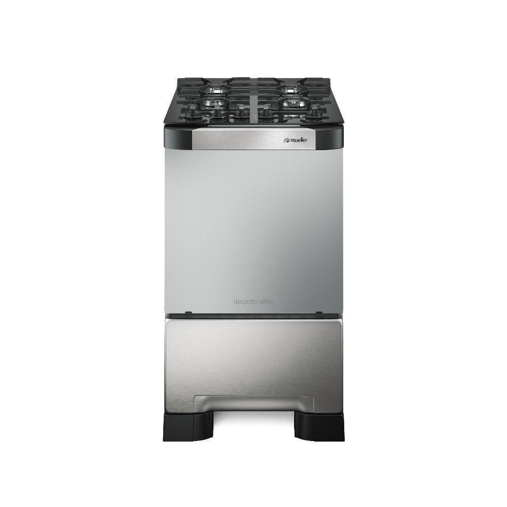 Fogão 4 Bocas Mueller Decorato Vetro G3 Inox Bivolt