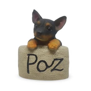 Estatueta Delicada Cachorrinho Pinscher Plaquinha Paz 7 cm