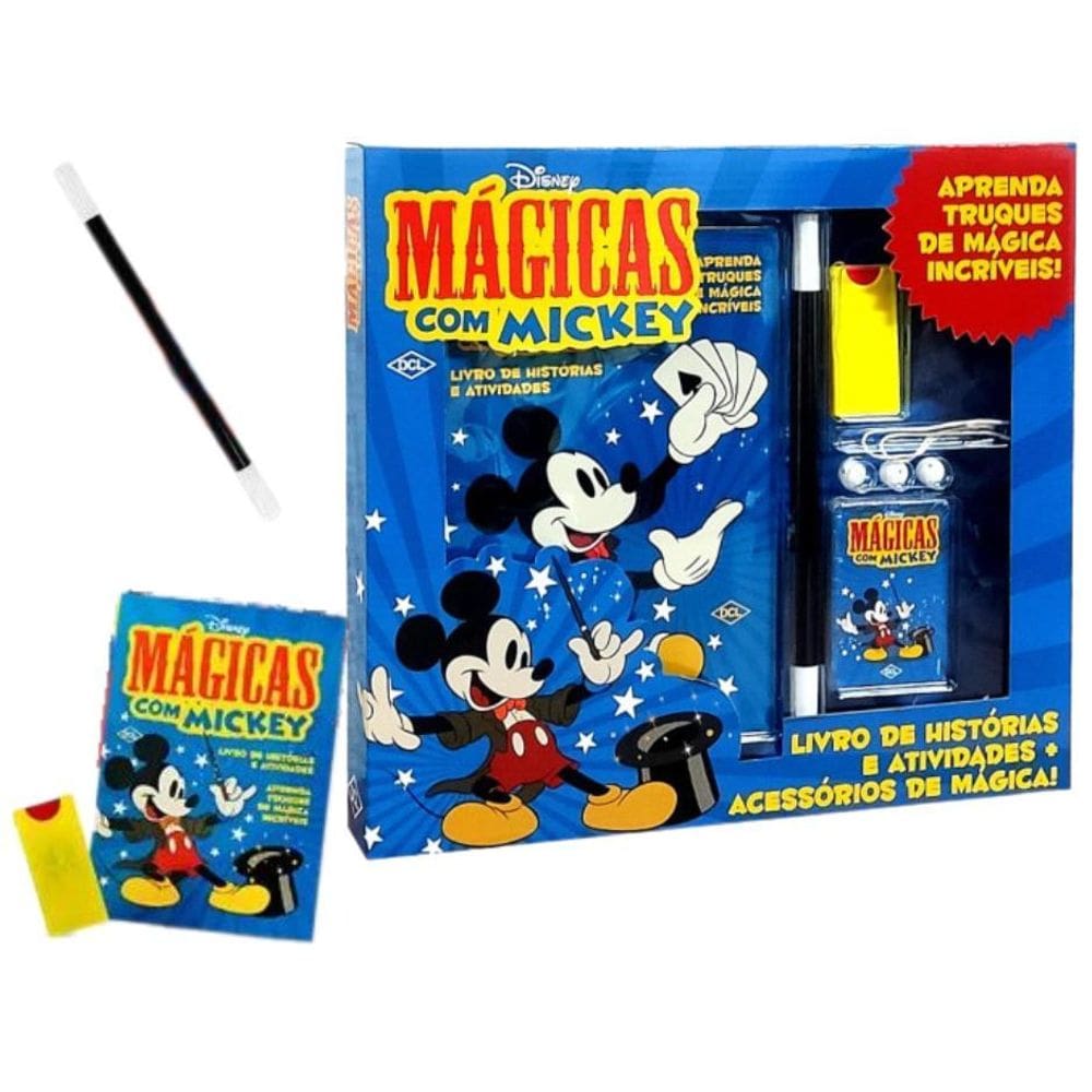 Livro De Mágicas Mickey + Acessórios Para Truques Infantis
