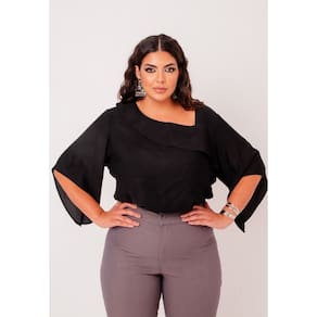 Blusa Plus Size Lisa Com Assimetria