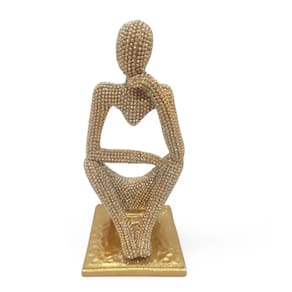 Enfeite de Resina Delicado Com Pedras Brilhants Dourado 13cm