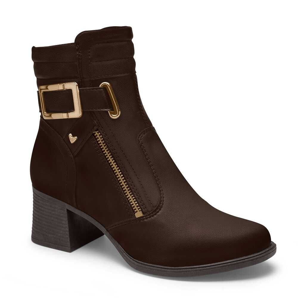 Bota Cano Curto Salto Grosso Mississipi MC511 Feminina - Cafe