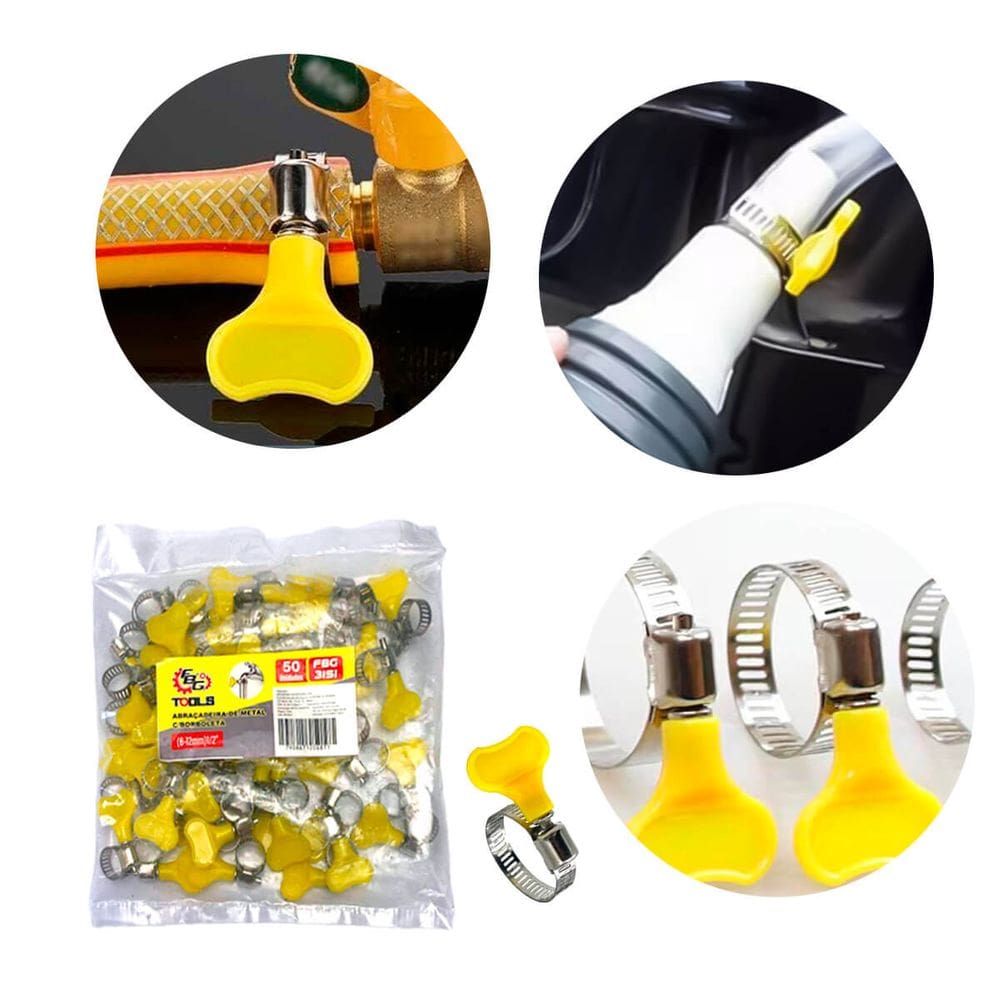 Abraçadeira de Metal com Fecho Borboleta 13-19mm – Kit 50 Unidades
