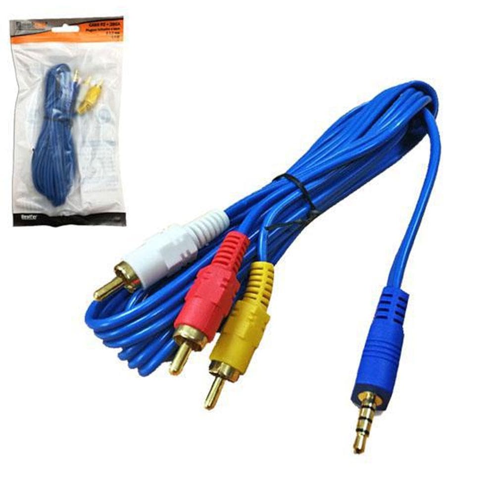 Cabo Audio Video P3 Macho X 3Rca Macho Reforcado Azul 1,5M