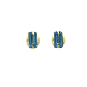 Brinco Baguete Agua Marinha Zirconio Infantil Ouro 18 J23380