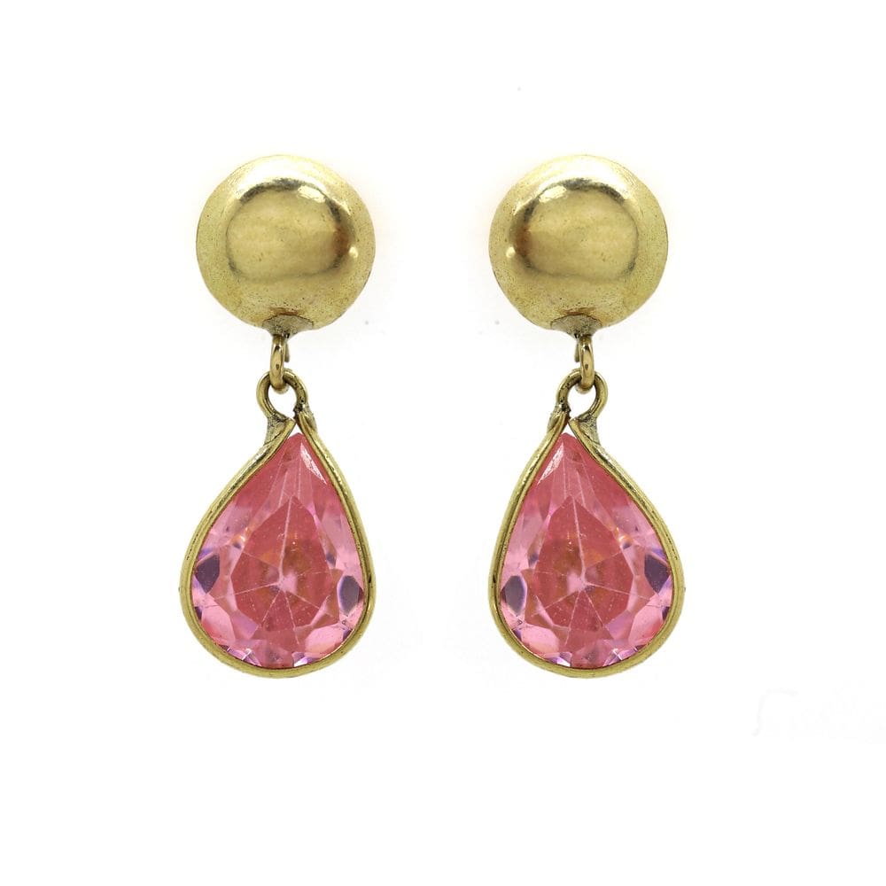 Brinco Delicado Gota Rosa Infantil Ouro Amarelo 18k J19197