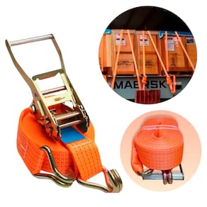Cinta para Carga 10m x 50mm com Catraca Reforçada – Suporta até 3000kg, Ideal para Transporte Seguro e Fixação de Cargas Pesadas
