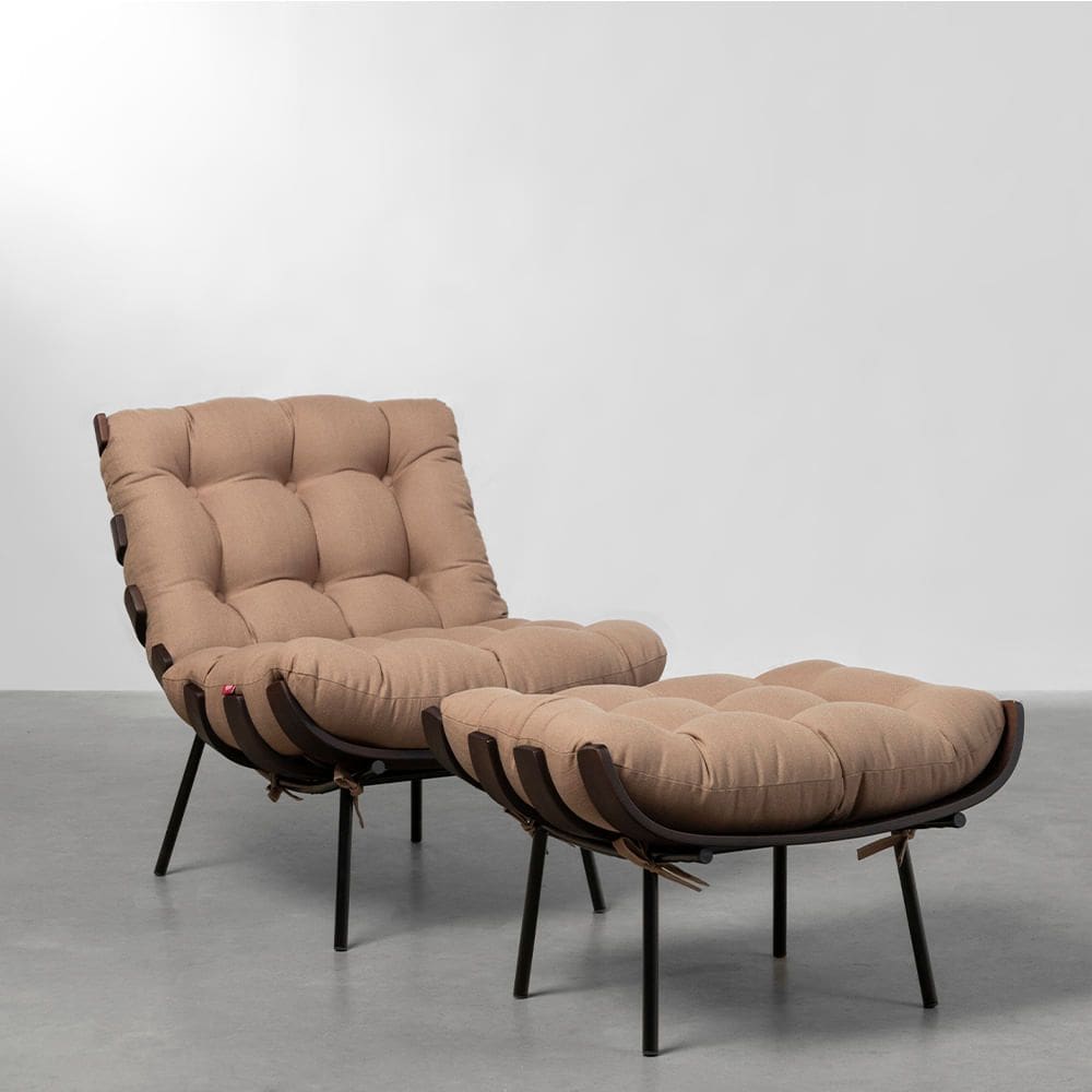 Poltrona com Puff Costela Dark - Argila
