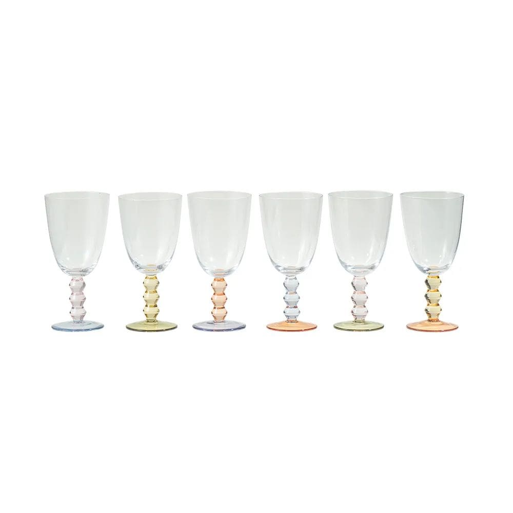 Conjunto 6 Taças em Vidro com Hastes Coloridas 420ml AG0052 BTC