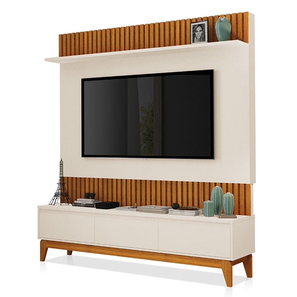 Rack Painel Para TV até 75 Polegadas Antalya Freijó Off White Luapa