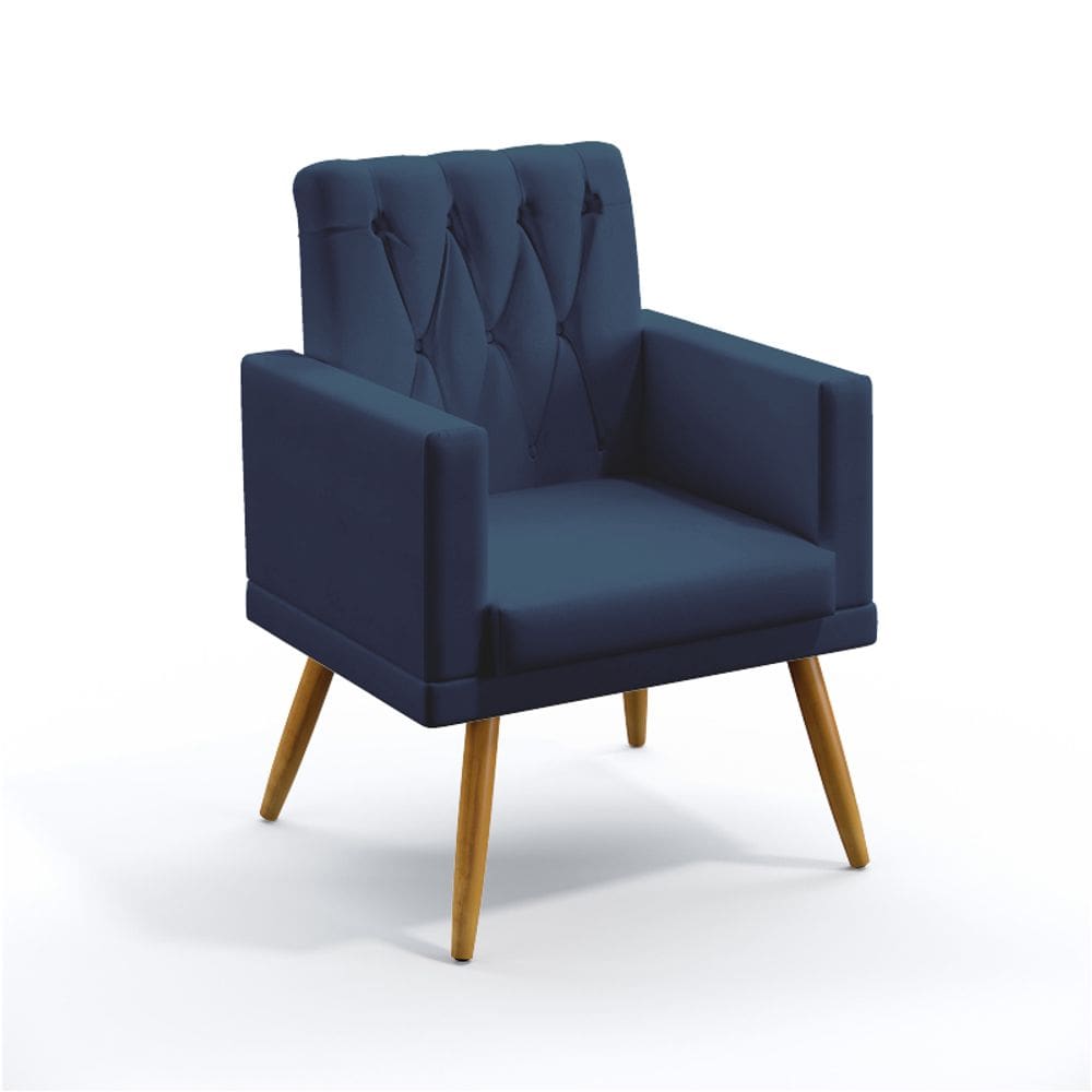Poltrona Decorativa Vega Capitonê Tecido Sued