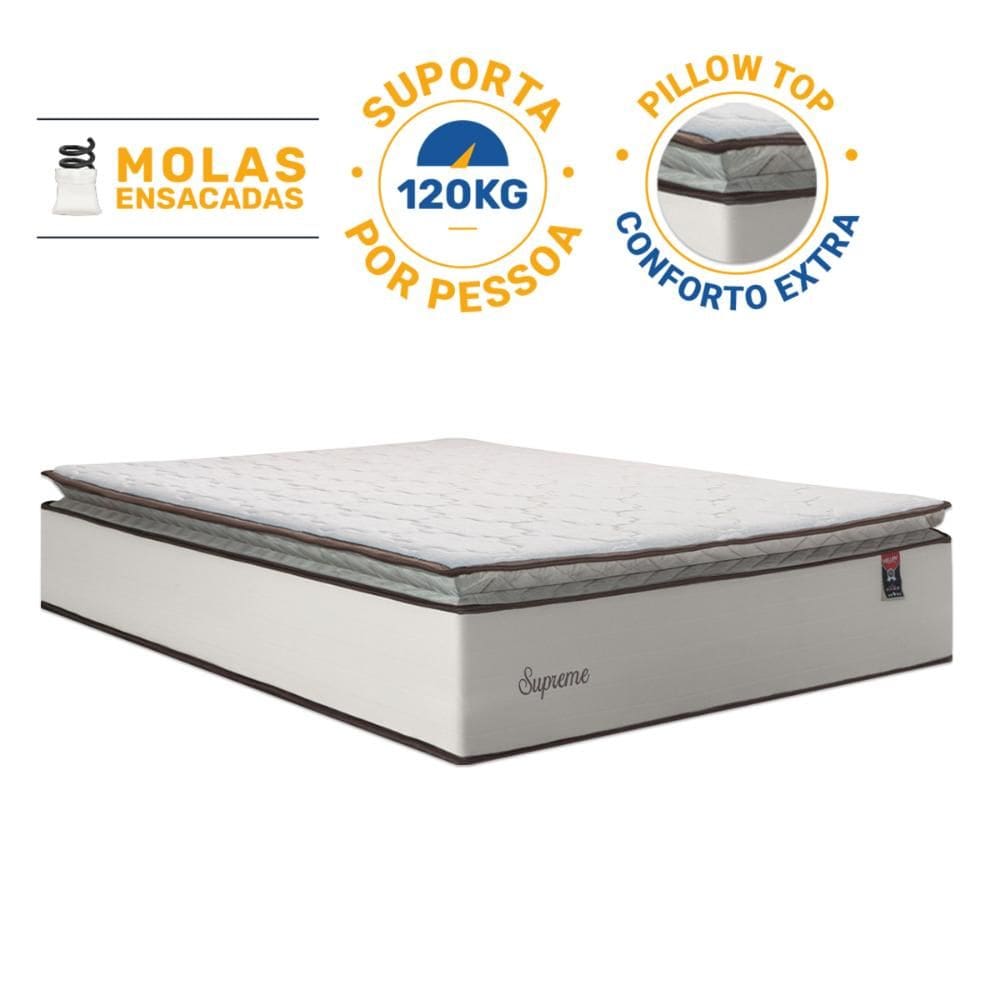 Colchão de Molas Ensacadas Pillow Top Supreme Lux Queen 158cm