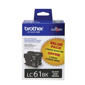 Cartuchos de tinta Brother LC61BK pretos, pacote com 2