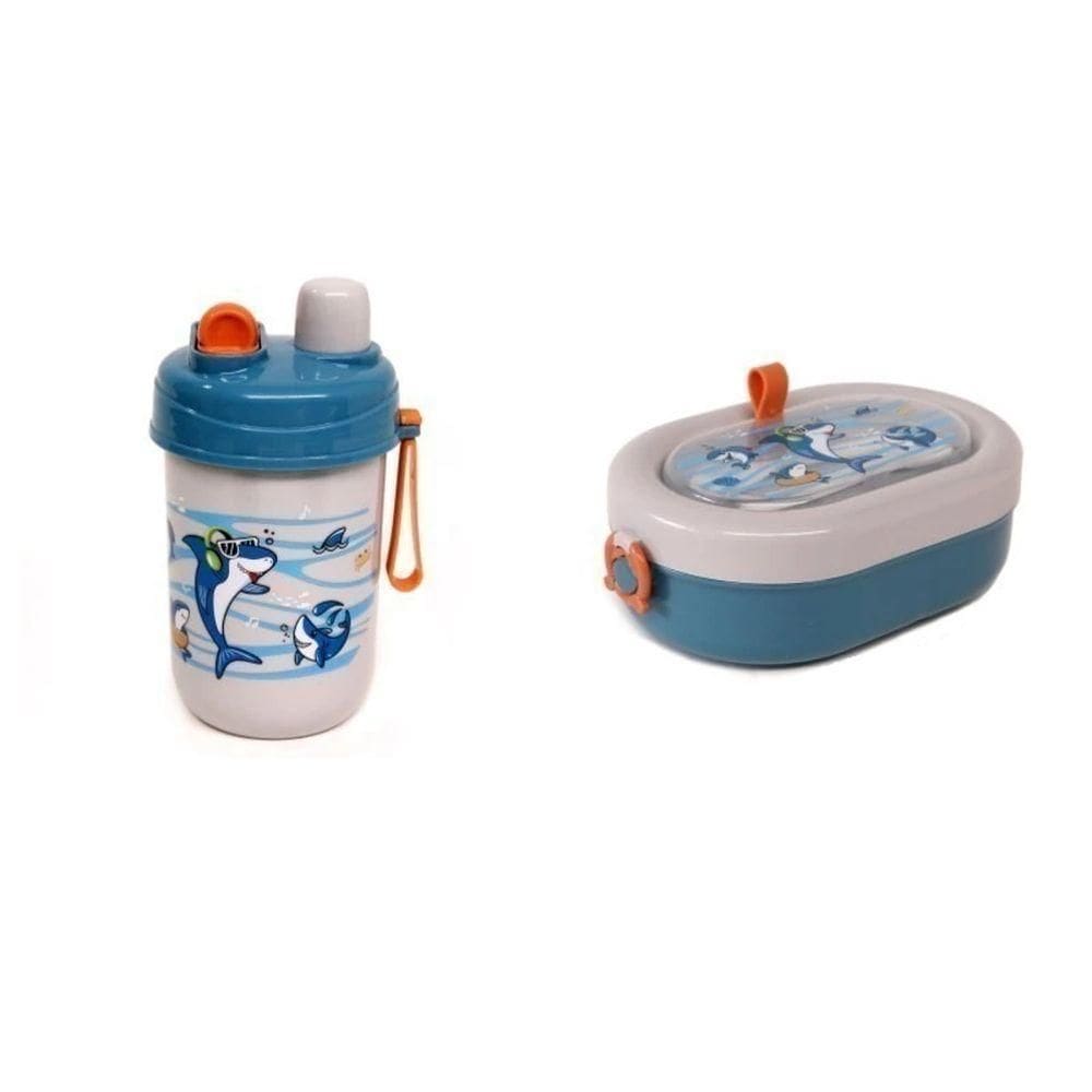 Kit Infantil Marmita/Talheres/Squeeze 2446827 Azul - Quanhe