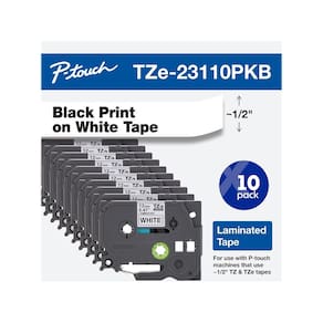 Fita de etiqueta Brother TZE23110PKB preta sobre branco 12 mm (pacote com 10)