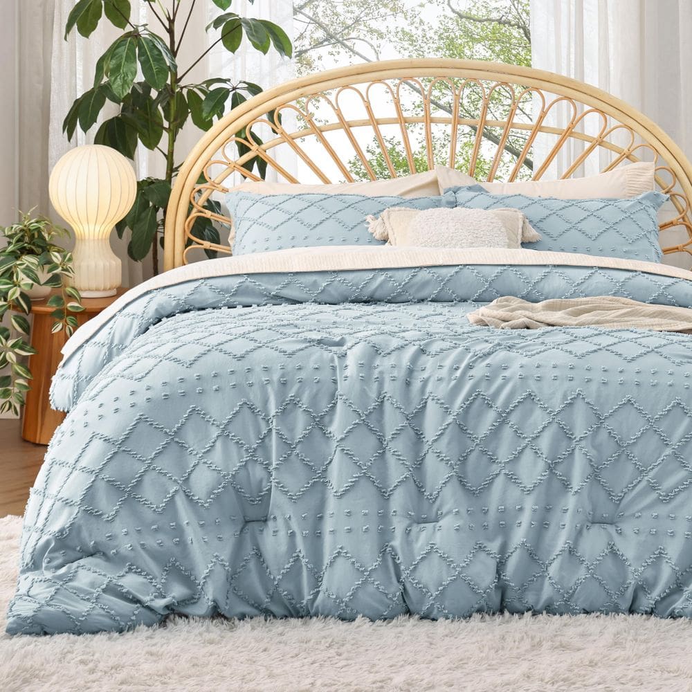 Conjunto de edredom Bedsure Twin/Twin XL Dusty Blue Boho, 2 peças