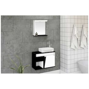 Kit Armario Banheiro Suspenso Sicilia  67cm Preto - Rorato