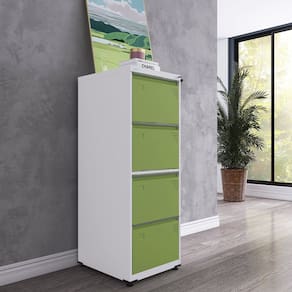 Gaveteiro Arquivo para Escritório em Aço 4 Gavetas Branco/Verde Miró