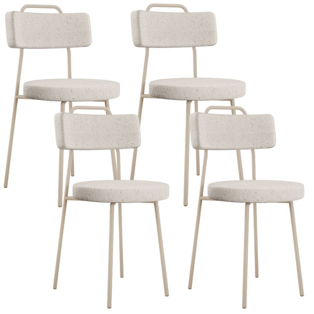 Kit 04 Cadeiras Decorativas Estofada Sala Jantar Barcelona Arena L02 Linho Cru - Lyam