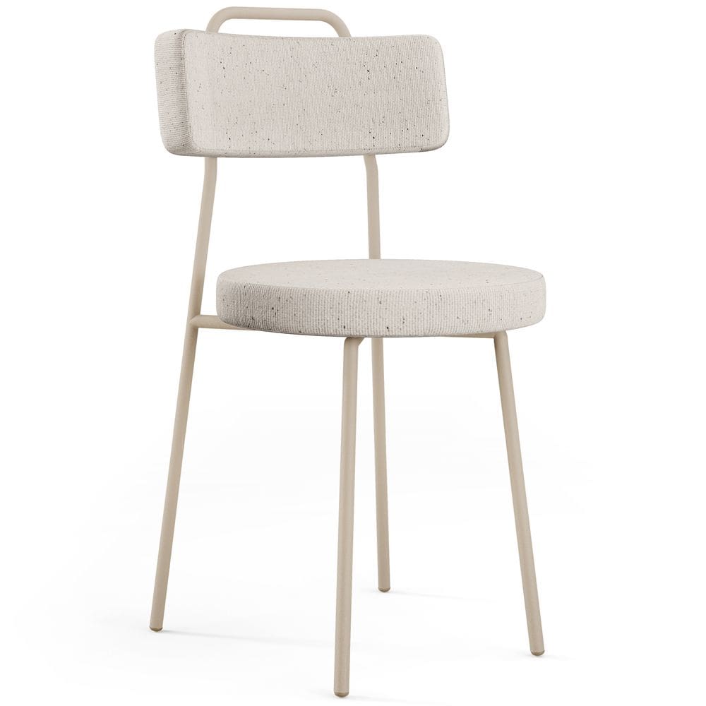 Cadeira Decorativa Estofada Para Sala De Jantar Barcelona Arena L02 Linho Cru - Lyam