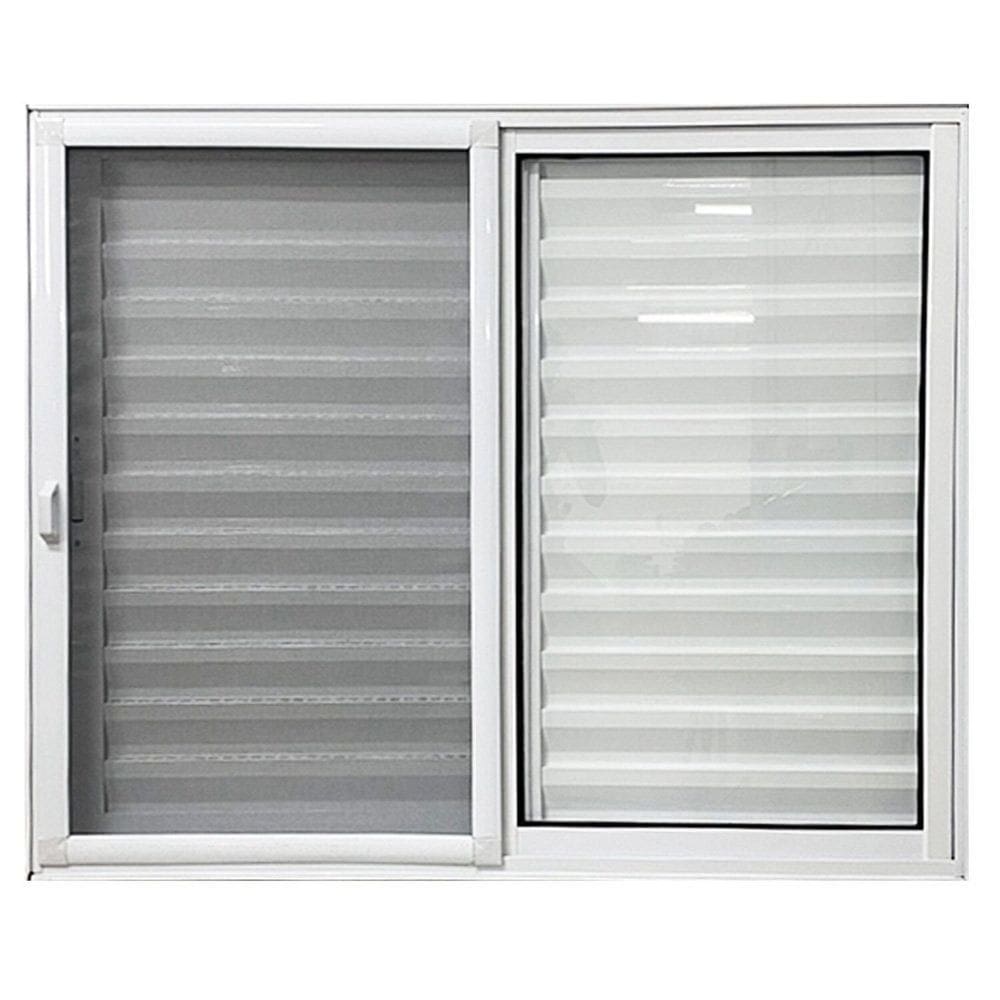 Janela de Alumínio Veneziana 3 Folhas com Tela Mosquiteira 100x150 Branco