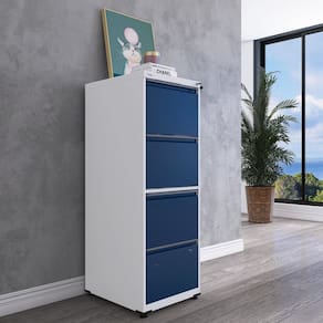 Gaveteiro Arquivo para Escritório em Aço 4 Gavetas Branco/Azul Delrei