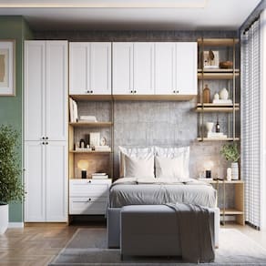 Guarda-roupa Closet Modulado Americano 9 Peças 100% Mdf Savana/Branco Fosco