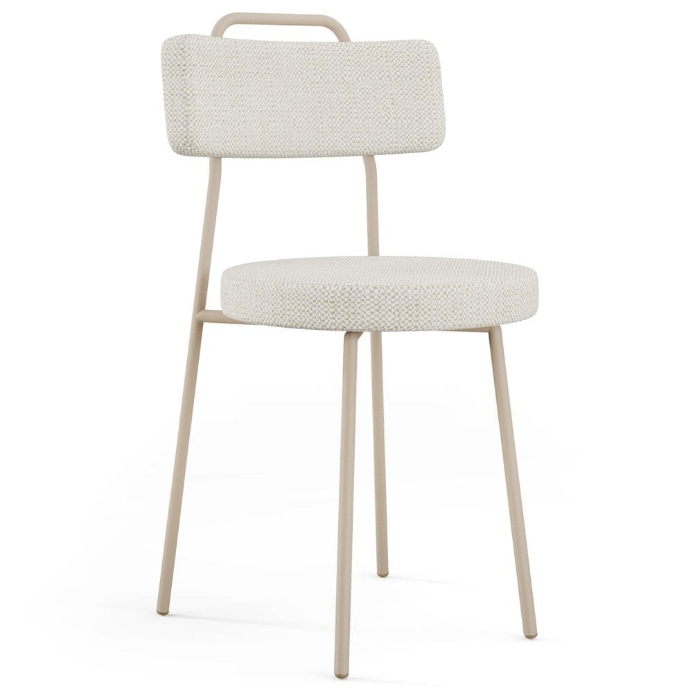 Cadeira Decorativa Estofada Para Sala De Jantar Barcelona Arena L02 Linho Champagne - Lyam