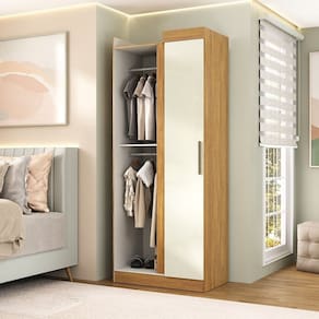 Guarda-roupa Canto Reto 2 Portas Paris Cinamomo/Off White