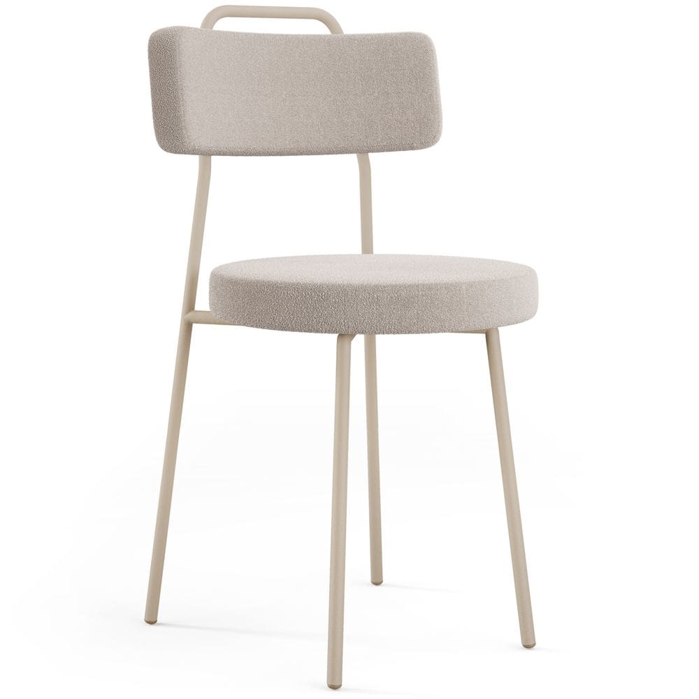 Cadeira Decorativa Estofada Para Sala De Jantar Barcelona Arena L02 Bouclê Creme - Lyam