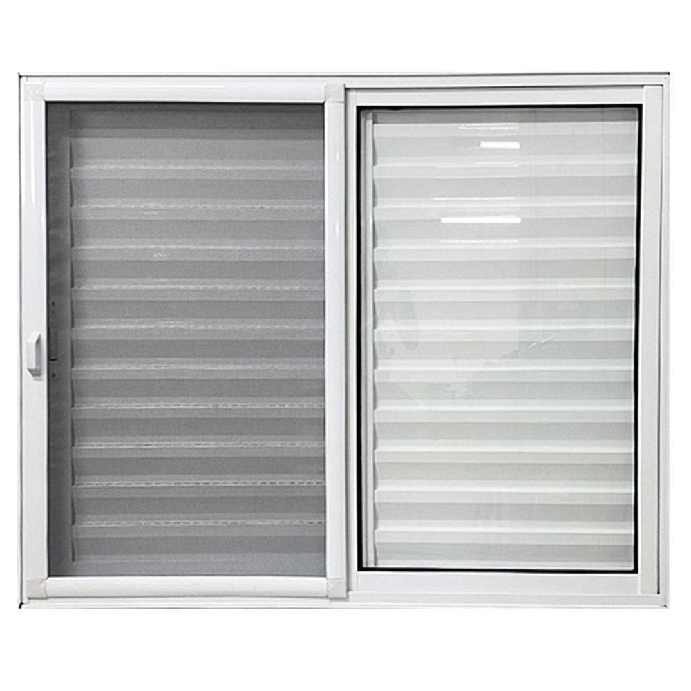 Janela de Alumínio Veneziana 3 Folhas com Tela Mosquiteira 100x120 Branco